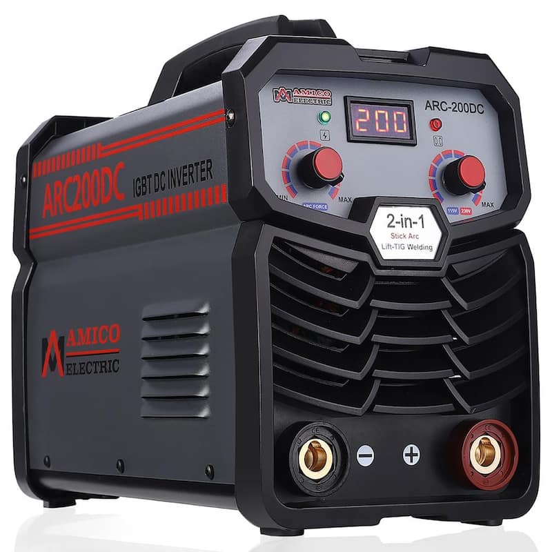 AMICO POWER ARC-200DC, 200 Amp Stick Arc Lift-TIG Inverter Welder, 80% Duty Cycle, 100-250V Wide Voltage, Compatible all Electrodes - ARC-200DC