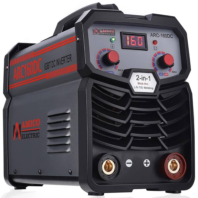 AMICO POWER ARC-160DC, 160 Amp Stick Arc Lift-TIG Inverter Welder, 80% Duty Cycle, 100-250V Wide Voltage, Compatible all Electrodes - ARC-160DC