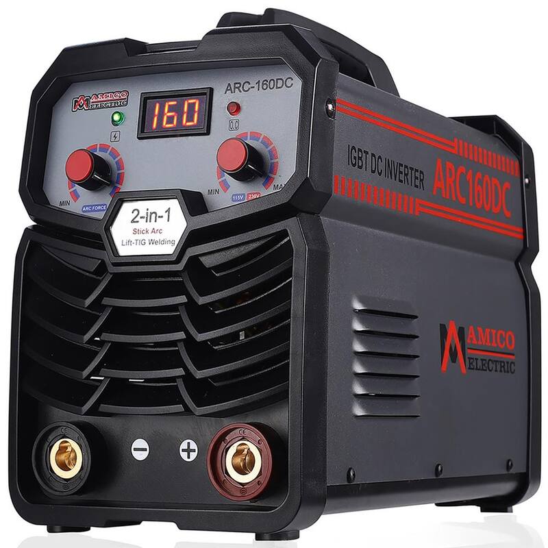 AMICO POWER ARC-160DC, 160 Amp Stick Arc Lift-TIG Inverter Welder, 80% Duty Cycle, 100-250V Wide Voltage, Compatible all Electrodes - ARC-160DC