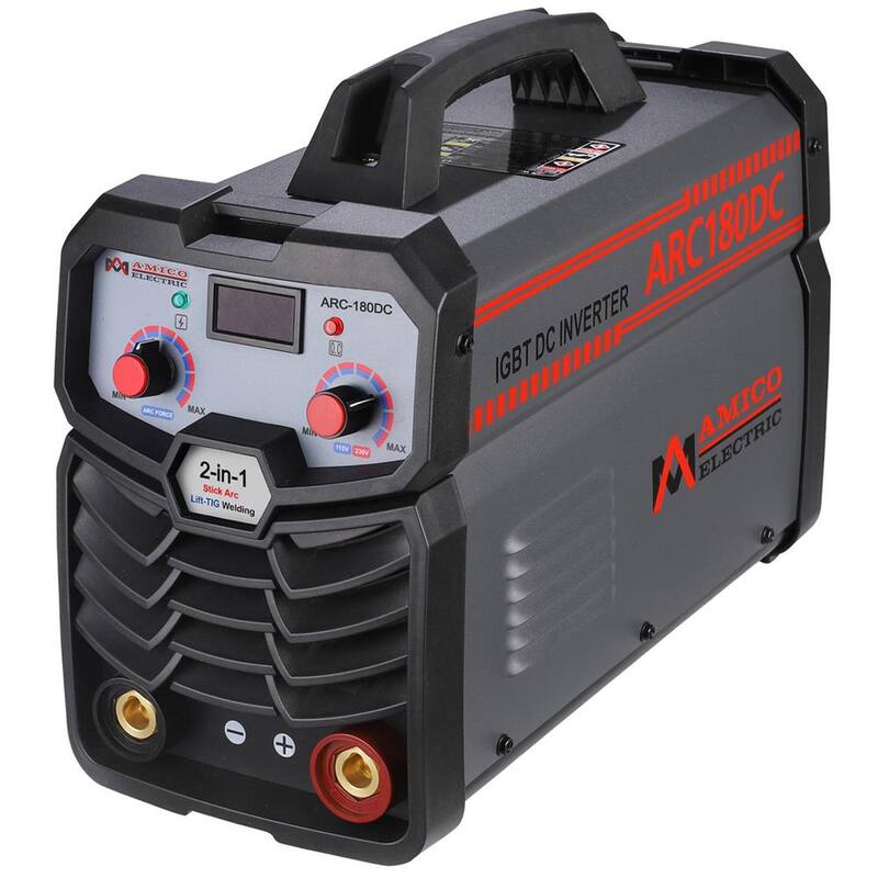 AM AMICO ELECTRIC ARC-180DC, 180 Amp Stick Arc Lift-TIG Inverter Welder, 80% Duty Cycle, 100-250V Wide Voltage, Compatible all Electrodes - ARC-180DC