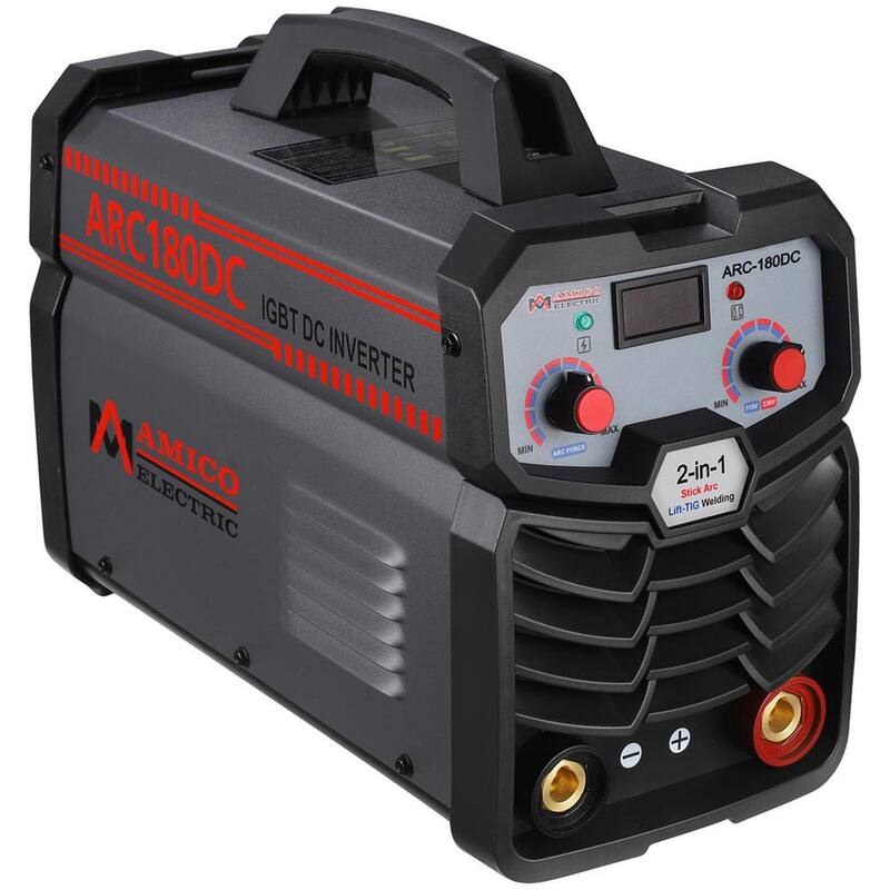 AM AMICO ELECTRIC ARC-180DC, 180 Amp Stick Arc Lift-TIG Inverter Welder, 80% Duty Cycle, 100-250V Wide Voltage, Compatible all Electrodes - ARC-180DC