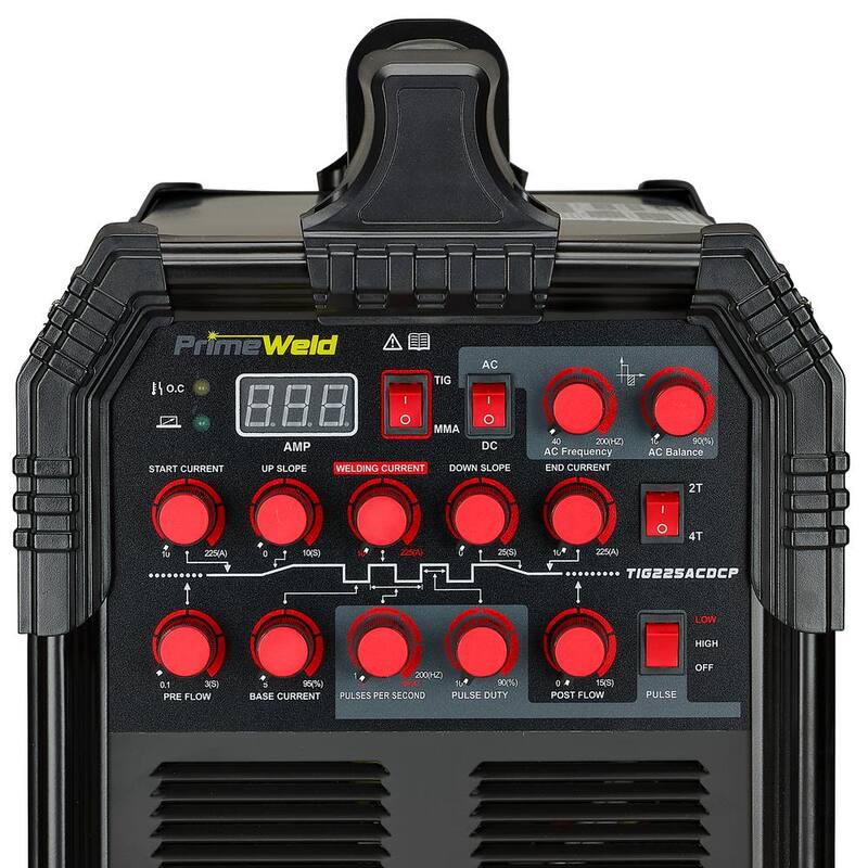PrimeWeld TIG225X AC/DC Tig Stick Welder with CK17 Torch, Regulator Weld Aluminum 110/220 Pulse Welder - TIG225X