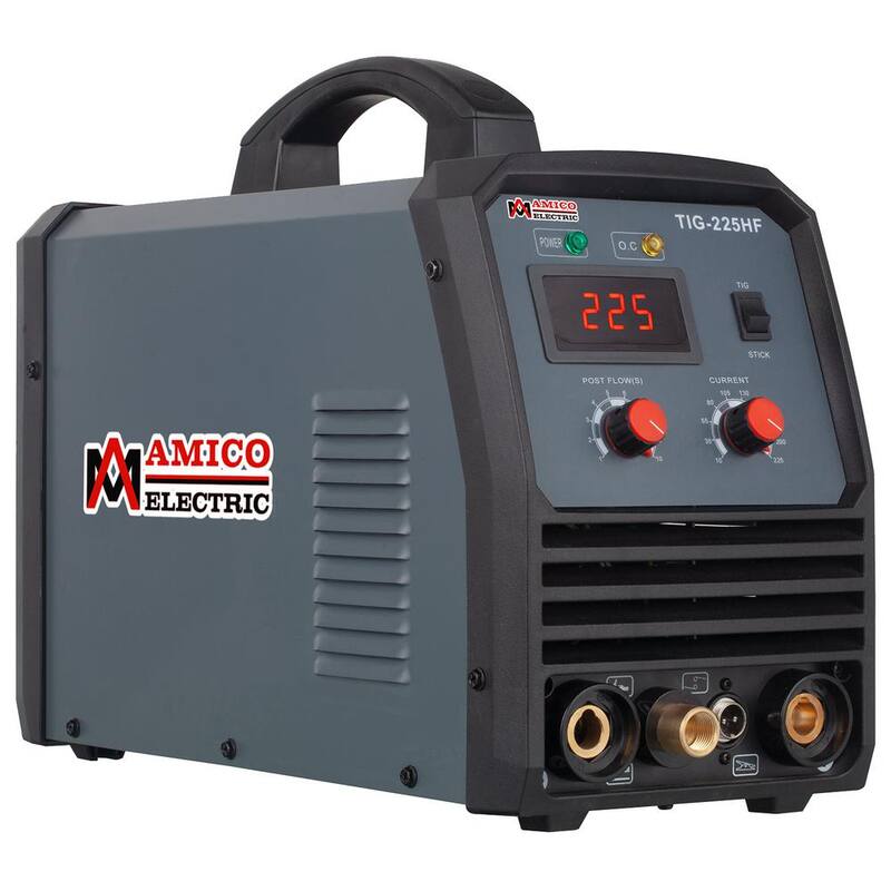 AMICO POWER 225-Amp Pro. HF-TIG Arc Stick DC Inverter Welder, 100% Start, 80% Duty Cycle, 100-Volt to 250-Volt Wide Voltage Welding - TIG-225HF