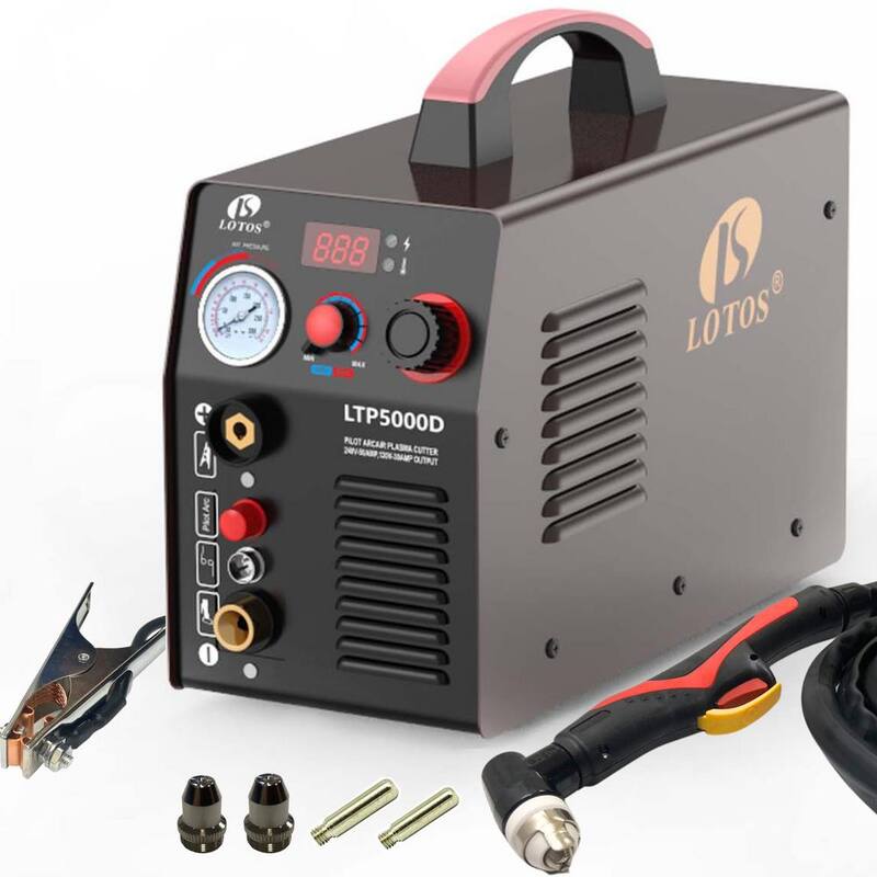 Lotos 50 Amp Non-Touch Pilot Arc Inverter Plasma Cutter for Metal, Dual Voltage 110V/220V, 1/2 in. Clean Cut - LTP5000D