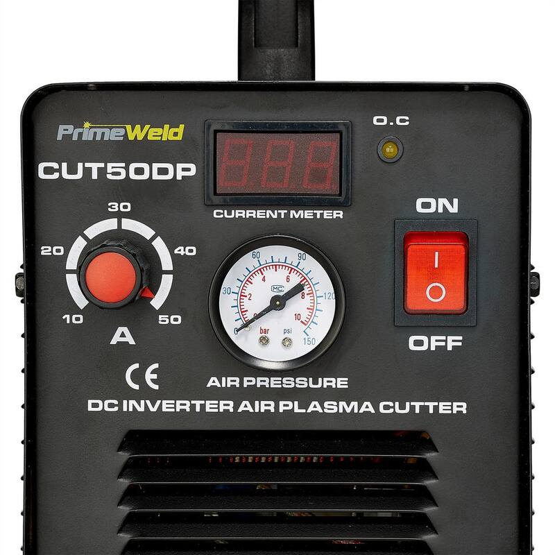 PrimeWeld 50 Amp Pilot Arc Plasma Cutter 1/2 in. Clean Cut 110-Volt/220-Volt DC Cutting Machine All Metals - CUT50DP