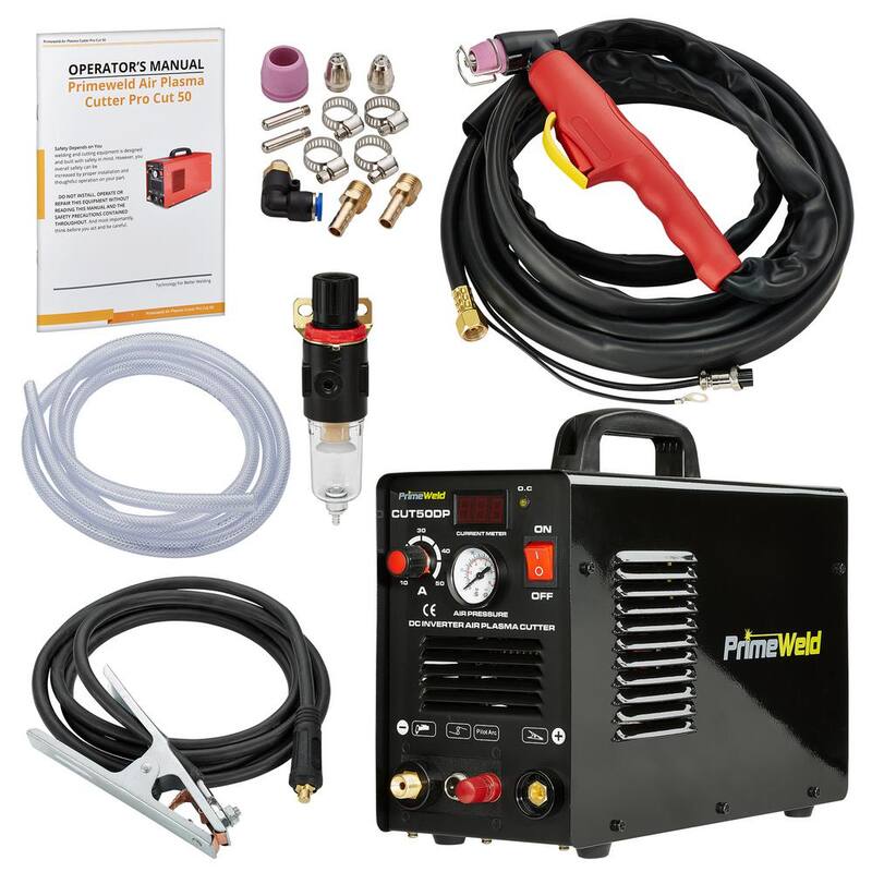 PrimeWeld 50 Amp Pilot Arc Plasma Cutter 1/2 in. Clean Cut 110-Volt/220-Volt DC Cutting Machine All Metals - CUT50DP
