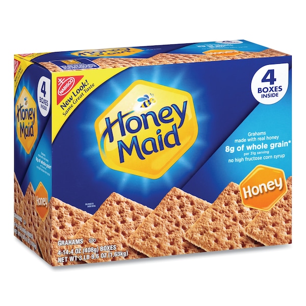 Nabisco Honey Maid Honey Grahams, Caja de 14.4 oz, paquete de 4 - 19256