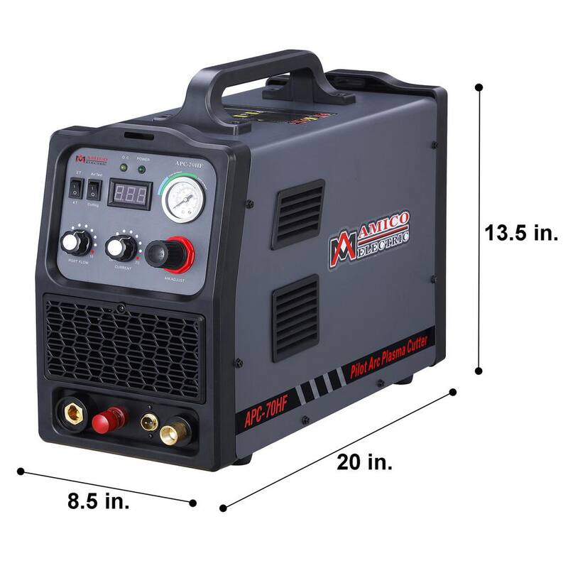 AM AMICO ELECTRIC 70 Amp Non-Touch Pilot Arc Plasma Cutter, 1.2 in. Clean Cut, 80% Duty Cycle 90-Volt to 300-Volt Wide Voltage - APC-70HF