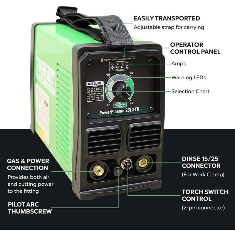 Everlast 25 Amp Plasma Cutter 1/4 in. Daily Use Cut 120-Volt Super Compact and Lightweight - PowerPlasma 25i XTR