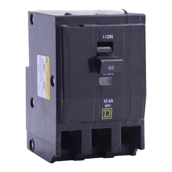 Square D Miniature Circuit Breaker, QO Series, 60A, 3 Pole, 120/240V AC, 10kA at 120/240V AC - QO3605273