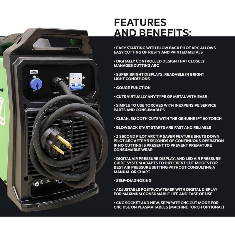 Everlast 60 Amp PowerPlasma 62i IGBT Inverter Plasma Cutter with 1.25 in. Maximum Cutting Capability, 240-Volt - PowerPlasma62i