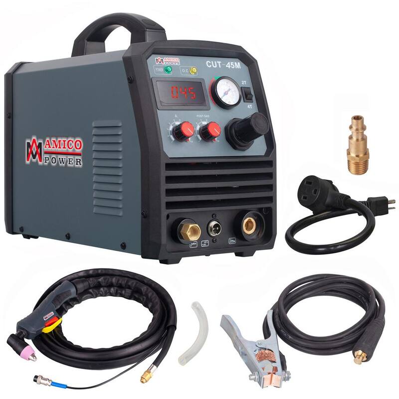 AMICO POWER 45 Amp 95-Volt to 260-Volt Wide Voltage Plasma Cutter with 3/5 in. Clean Cut, Power Cords Can Extend to 700 ft. - CUT-45M