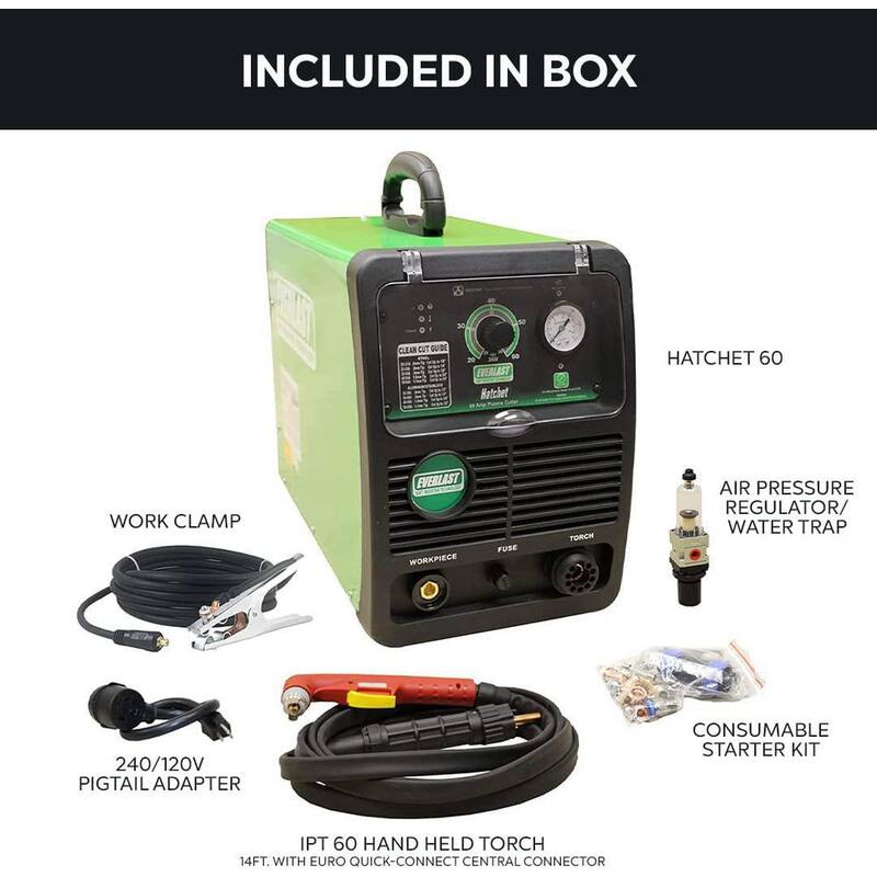 Everlast Hatchet 60 Amp Plasma Cutter 7/8 in. Clean Cut 110-Volt/220-Volt Dual Voltage Compact and Lightweight - Hatchet 60