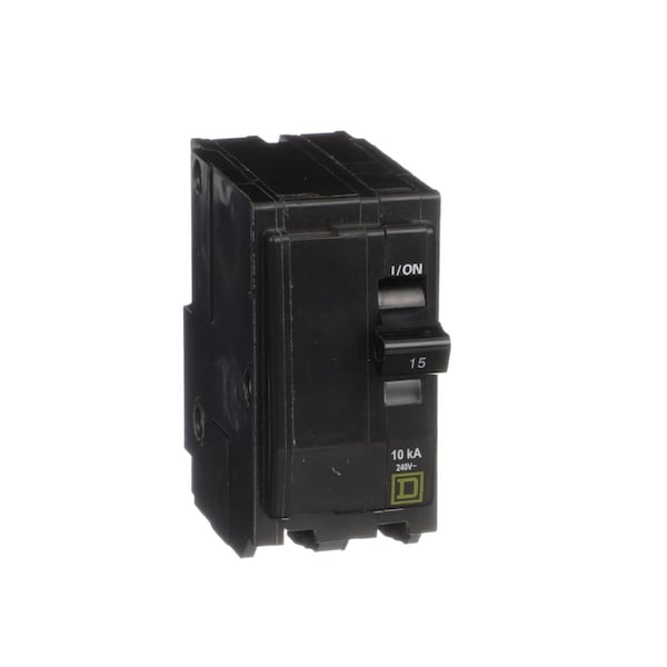 Square D Mini circuit breaker, QO, 15A, 2 pole, 120/240VAC, 10kA, plug in, ring - QO215H5237