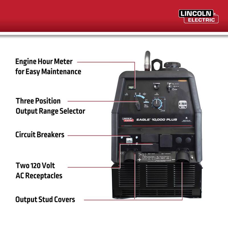 Lincoln Electric 225 Amp Eagle 10,000 Plus Gas Engine Driven Welder with LE Engine - K2343-4