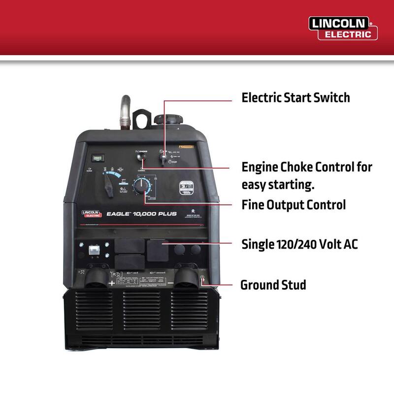 Lincoln Electric 225 Amp Eagle 10,000 Plus Gas Engine Driven Welder with LE Engine - K2343-4