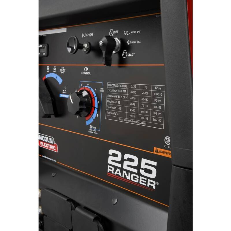 Lincoln Electric 225 Amp Ranger 225 Gas Engine Driven DC Multi-Process Welder, 10.5 kW Peak Generator (Kohler) - K2857-1