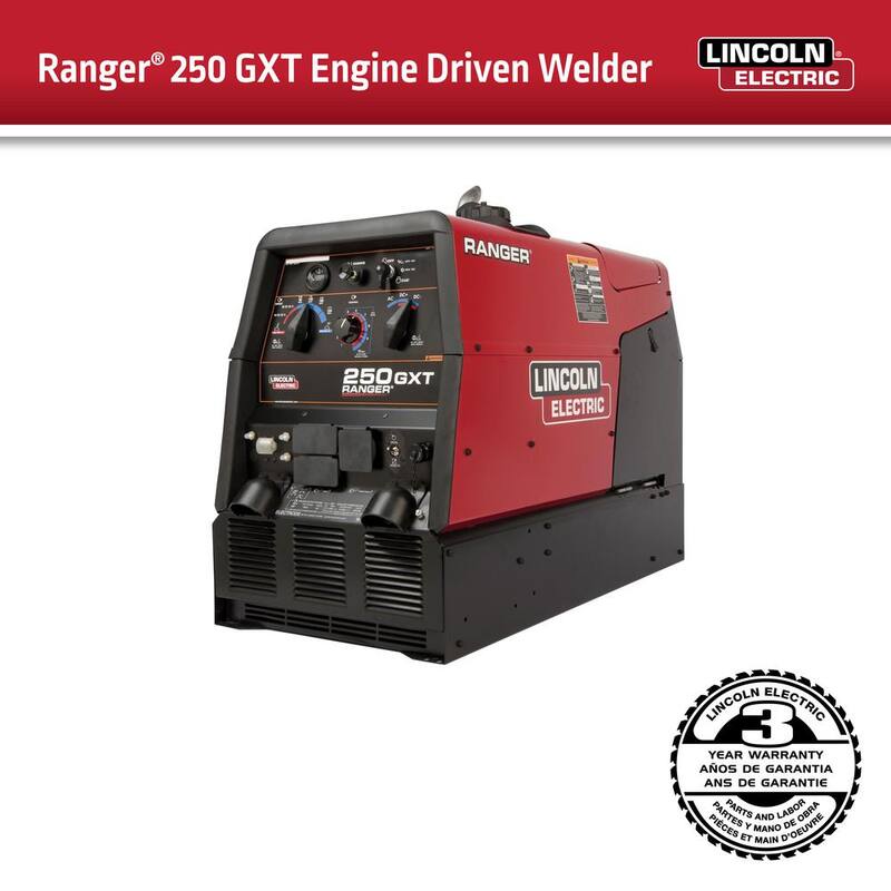 Lincoln Electric 250 Amp Ranger 250 GXT Gas Engine Driven AC/DC Multi-Process Welder, 11 kW Peak Generator (Kohler) - K2382-4