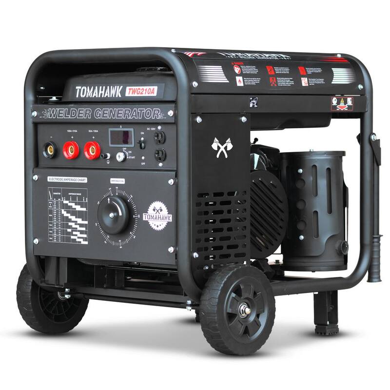 Tomahawk Power 210 Amp DC Multi Process MMA TIG Stick Welder Generator w/ 15 HP 2,000-Watt Electric Start Inverter Engine Driven Welder - TWG210A