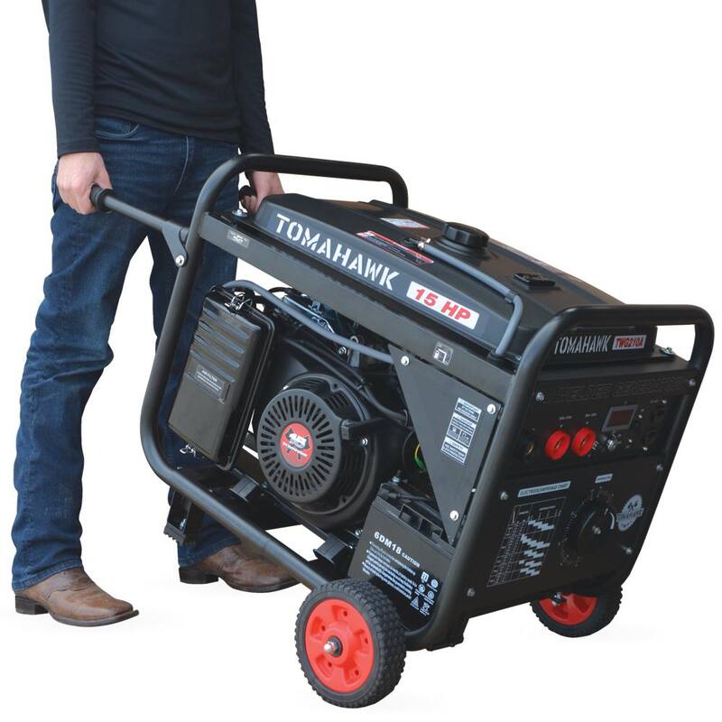 Tomahawk Power 210 Amp DC Multi Process MMA TIG Stick Welder Generator w/ 15 HP 2,000-Watt Electric Start Inverter Engine Driven Welder - TWG210A