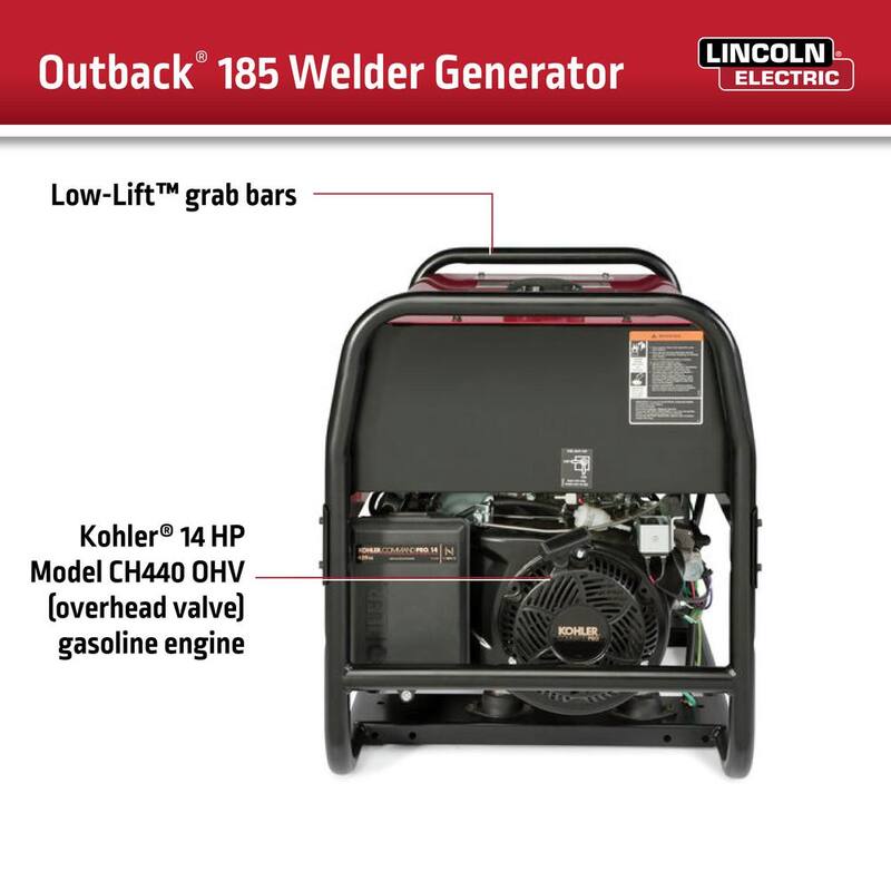 Lincoln Electric 185 Amp Outback 185 Engine Driven DC Stick Welder, 5.7 kW Peak Generator (Kohler) - K2706-2