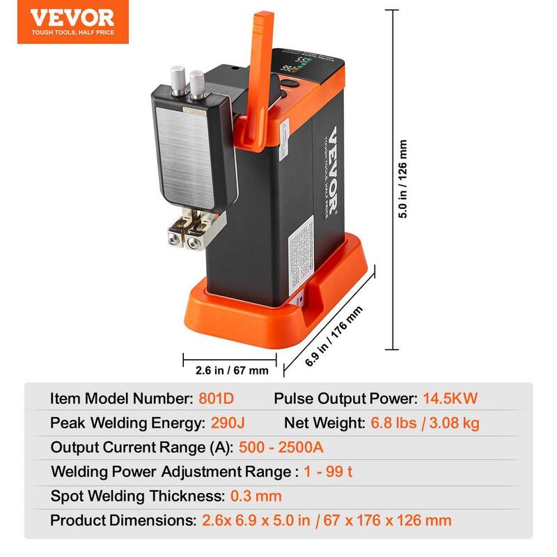 VEVOR 110V Battery Spot Welder 14.5KW Capacitor Energy Storage Pulse Battery Spot Welder 73B Welding Pen 801D Equipment - DRDCDHJ030MMIXNR5V1-0731
