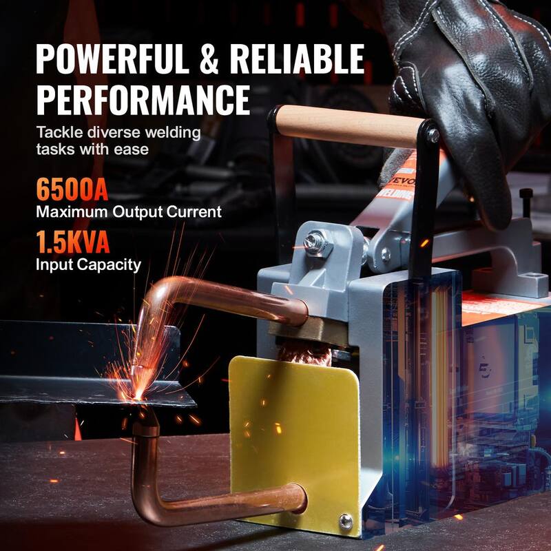 VEVOR 110V Portable Spot Welder, 1/8 in. Spot Welder Machine with 1.5KVA Input Capacity Handheld Welding Tip Gun Machine - BCDHJX18110VEOX8XV1-0731