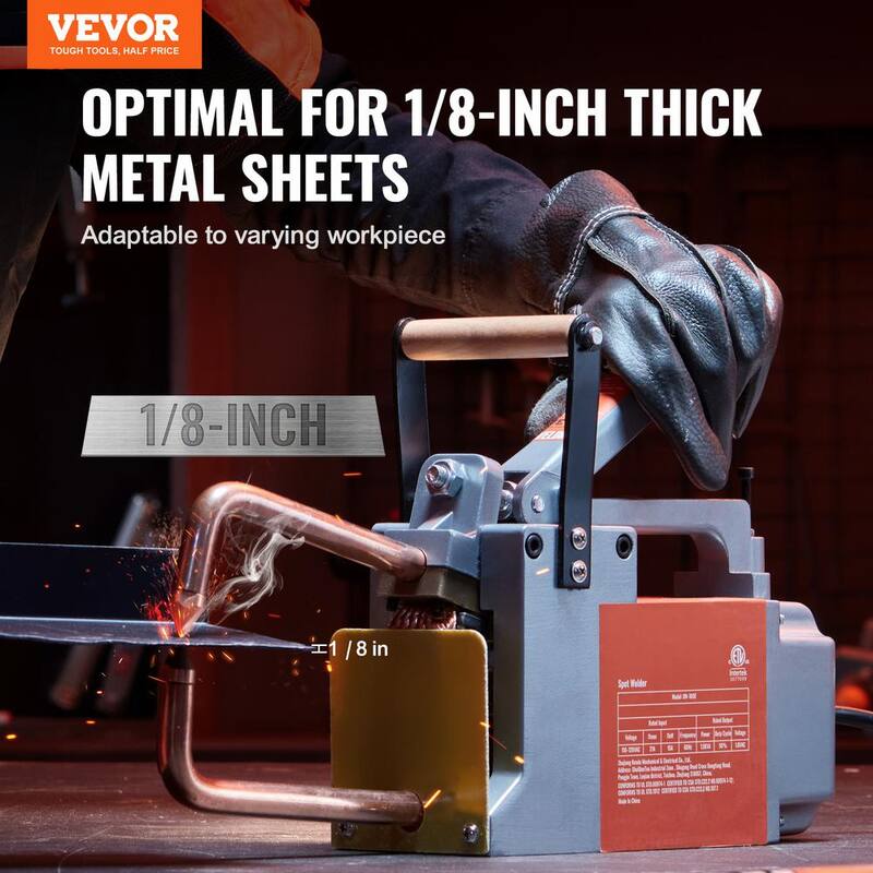 VEVOR 110V Portable Spot Welder, 1/8 in. Spot Welder Machine with 1.5KVA Input Capacity Handheld Welding Tip Gun Machine - BCDHJX18110VEOX8XV1-0731