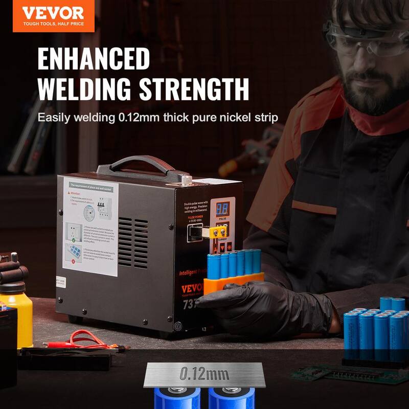 VEVOR 737G Battery TIG Welding Machine 0.15mm Portable Pulse Spot Welder 110-Volt 800 Amp for 18650 14500 Lithium Batteries - DHJ737GDCHJ000001V1