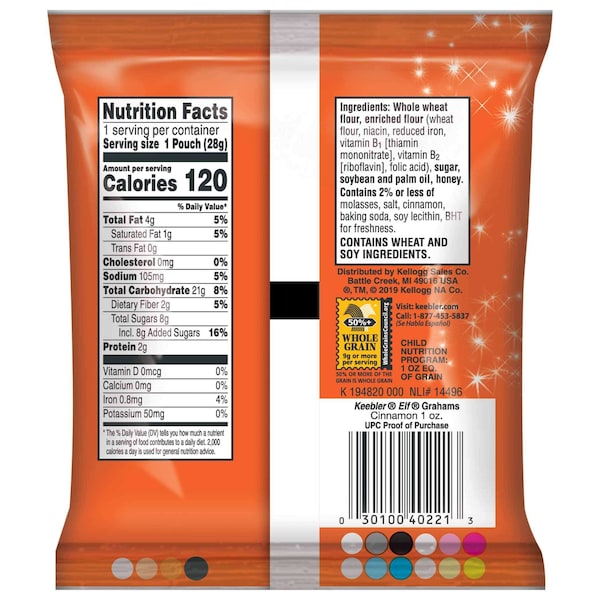 Keebler Keebler Elfo Grahams Canela Divertido Snacks de Graham 1 oz., PK150 - 3010040221