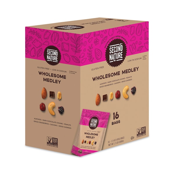 Mezcla de sendero Second Nature Wholesome Medley, 15 oz, 16 bolsas - 8719