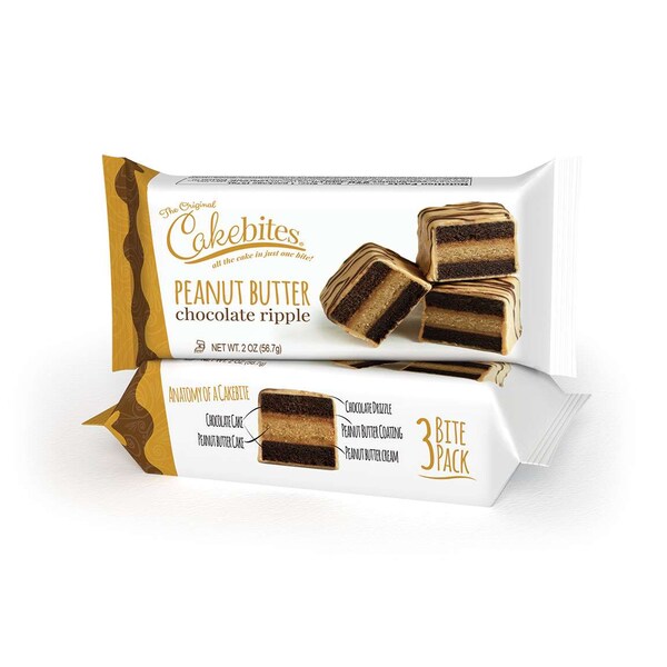 Galletas Unidas The Original Cakebites Pastel de Mantequilla de Cacahuate con Chocolate Ripple 2 oz., Paquete de 96 - 17110