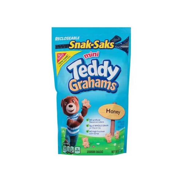 Teddy Grahams Nabisco Galletitas para Lonchera Teddy Grahams Snak Saks 8 oz., paquete de 12 - 00768