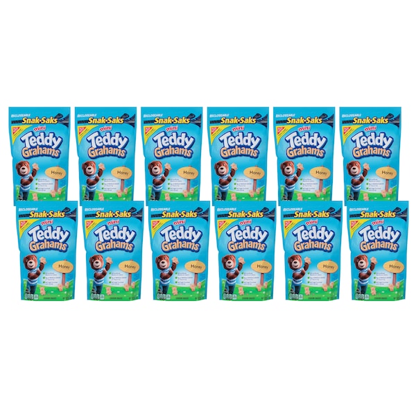 Teddy Grahams Nabisco Galletitas para Lonchera Teddy Grahams Snak Saks 8 oz., paquete de 12 - 00768