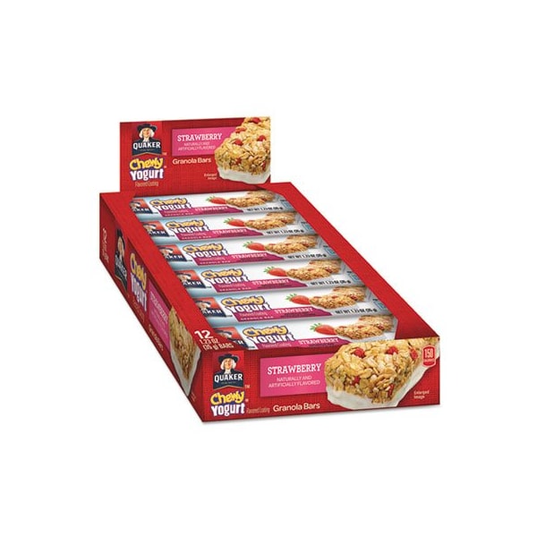 Compañía de Avena Quaker, Barras de Granola Chewy con Yogur, 1.23 Oz por Barra, Fresa, Paquete de 12 - 31567