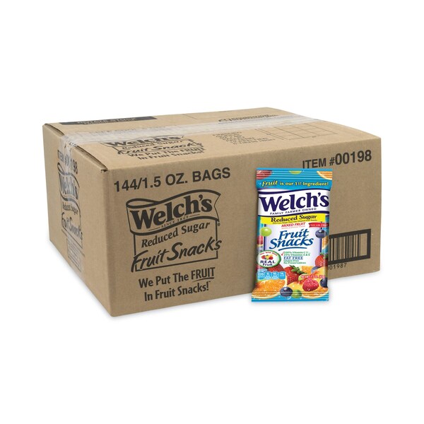 Aperitivos de Frutas Variadas de Welch's con Menos Azúcar, Paquete de 15 onzas, 144 unidades, 144 paquetes - 11448