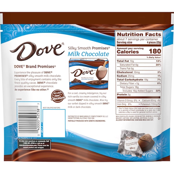 Bolsa de pie Dove Chocolate con Promesas de Chocolate con Leche Suave y Sedoso, 8.46 oz. Paquete de 8 - 361569