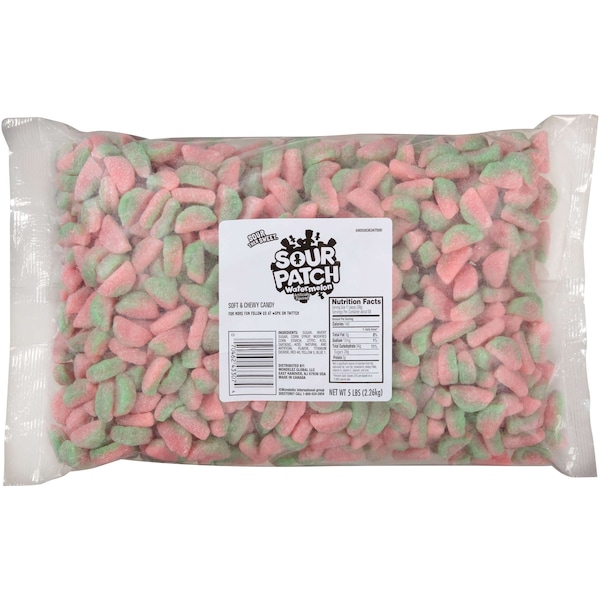 Paquete a granel de dulces suaves de sandía sin grasa Sour Patch, bolsas de 5 libras, paquete de 6 - 43306