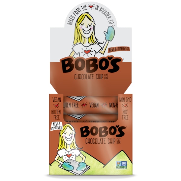 Barritas de Avena Bobo's Barrita de Chocolate con Chispas de Chocolate, sin gluten y vegana 3 oz. Barra, PK48 - 108-D