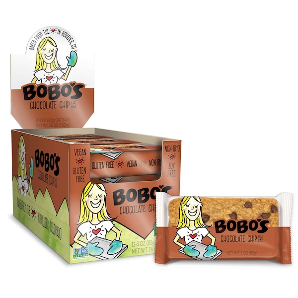 Barritas de Avena Bobo's Barrita de Chocolate con Chispas de Chocolate, sin gluten y vegana 3 oz. Barra, PK48 - 108-D
