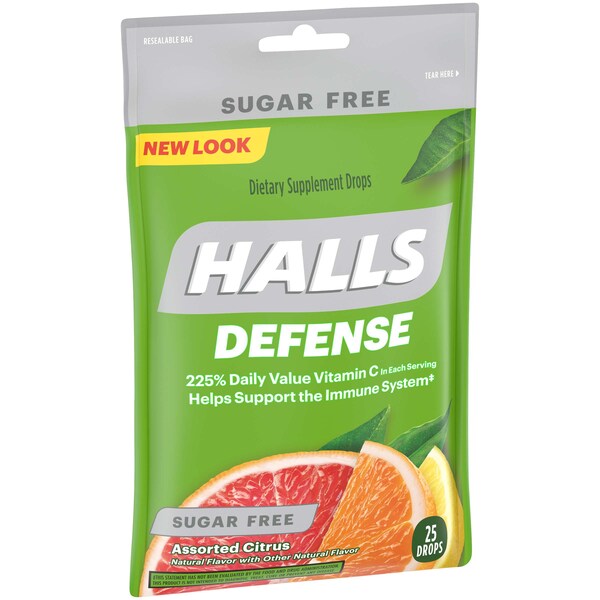 Halls Halls Sin Azúcar Defensa de Cítricos Variados 25 gotas para la Tos, PK48 - 63260