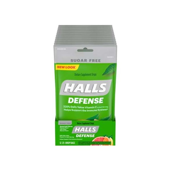 Halls Halls Sin Azúcar Defensa de Cítricos Variados 25 gotas para la Tos, PK48 - 63260