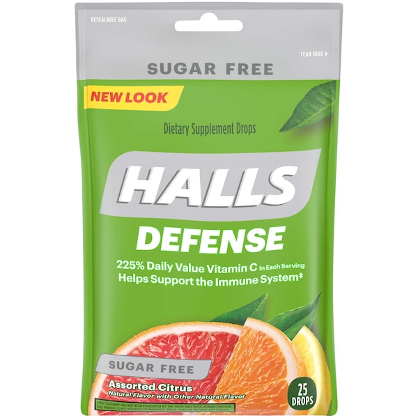 Halls Halls Sin Azúcar Defensa de Cítricos Variados 25 gotas para la Tos, PK48 - 63260
