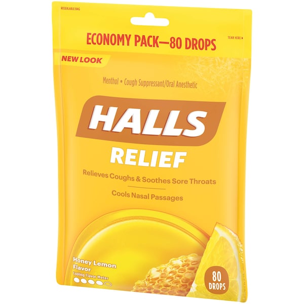 Pastillas para la tos de miel y limón de Halls, paquete de 80 unidades, PK12 - 00108