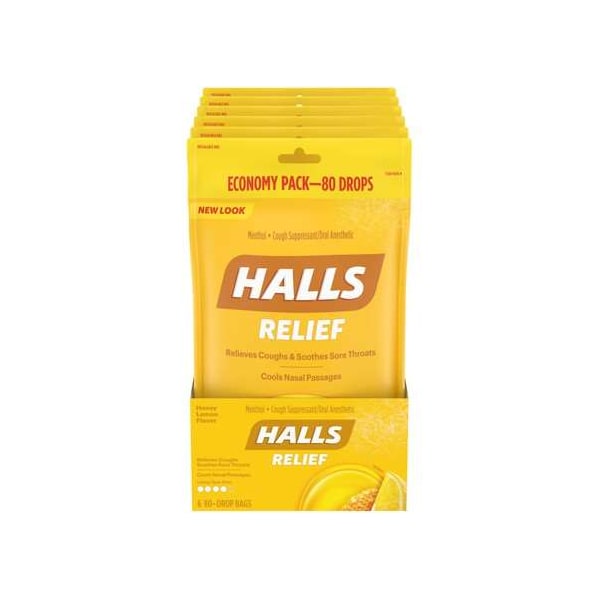 Pastillas para la tos de miel y limón de Halls, paquete de 80 unidades, PK12 - 00108