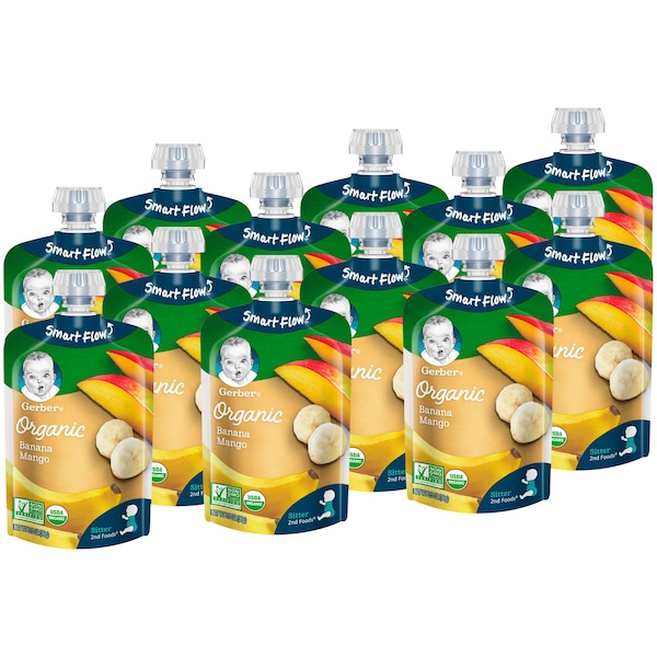 Alimento para bebé orgánico de plátano y mango Gerber Gerber 2nd Foods 3.5 oz., PAQ12 - 00015000960155