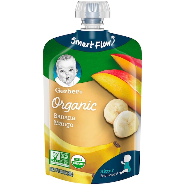 Alimento para bebé orgánico de plátano y mango Gerber Gerber 2nd Foods 3.5 oz., PAQ12 - 00015000960155