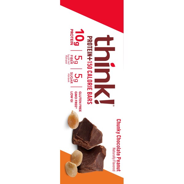 Barra de proteínas thinkThin thinkThin Chunky Chocolate Peanut 1.41 oz. Barra, paquete de 120 - 1074650