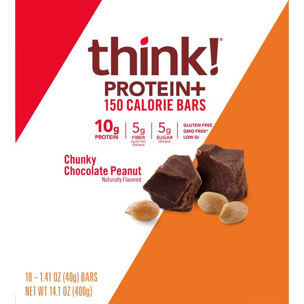 Barra de proteínas thinkThin thinkThin Chunky Chocolate Peanut 1.41 oz. Barra, paquete de 120 - 1074650