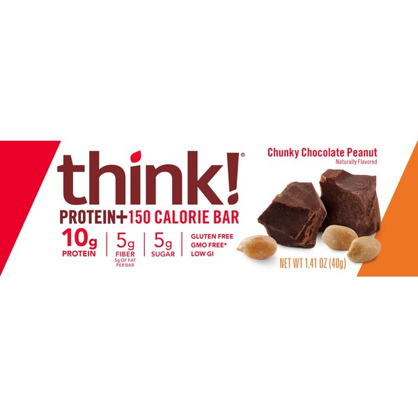 Barra de proteínas thinkThin thinkThin Chunky Chocolate Peanut 1.41 oz. Barra, paquete de 120 - 1074650